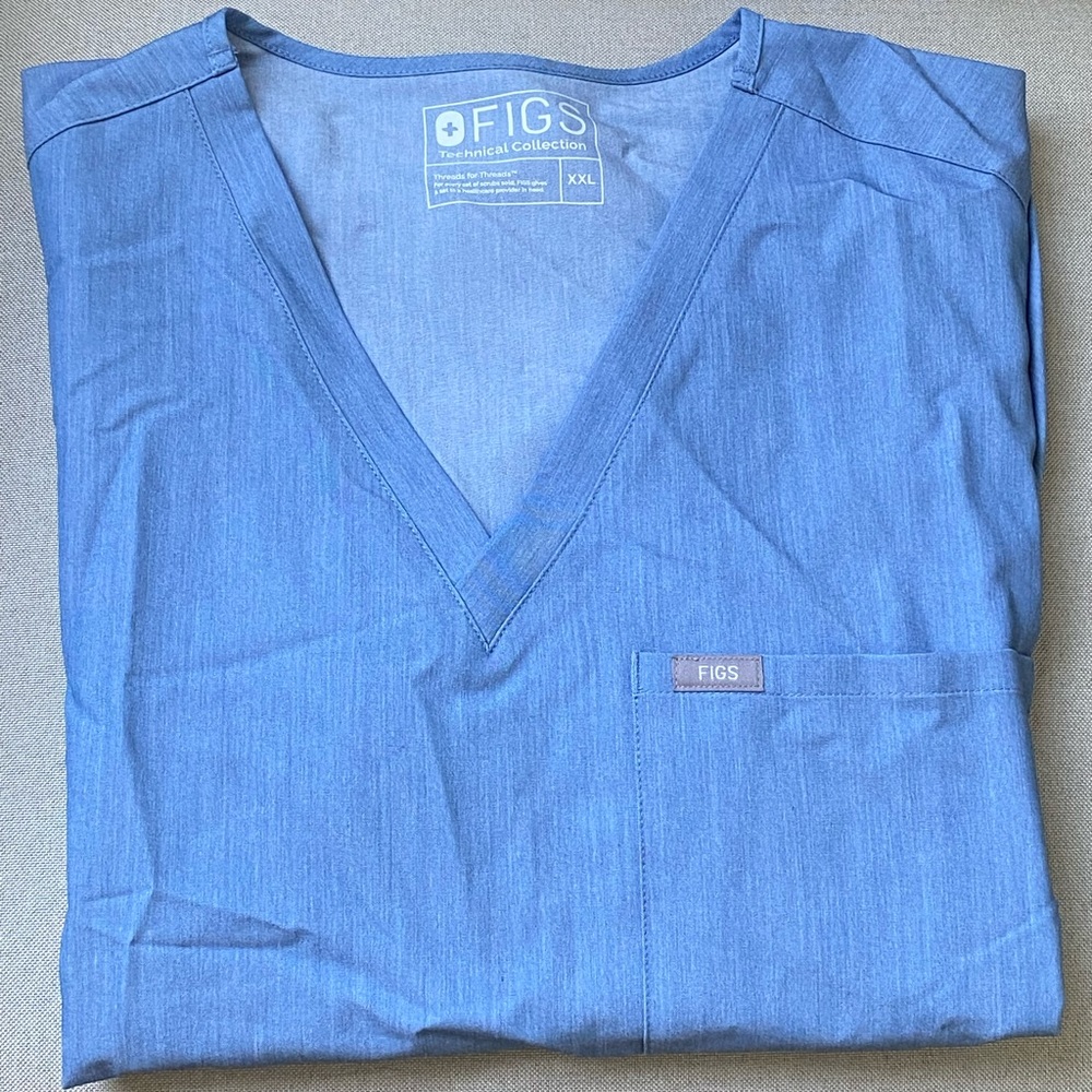 Figs Catarina scrub top- Heather Indigo